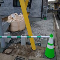 基礎石施工中