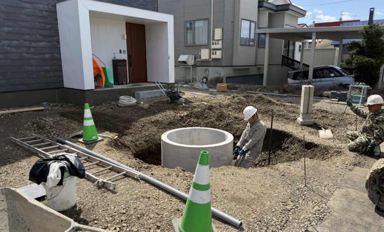 融雪槽工事中の写真