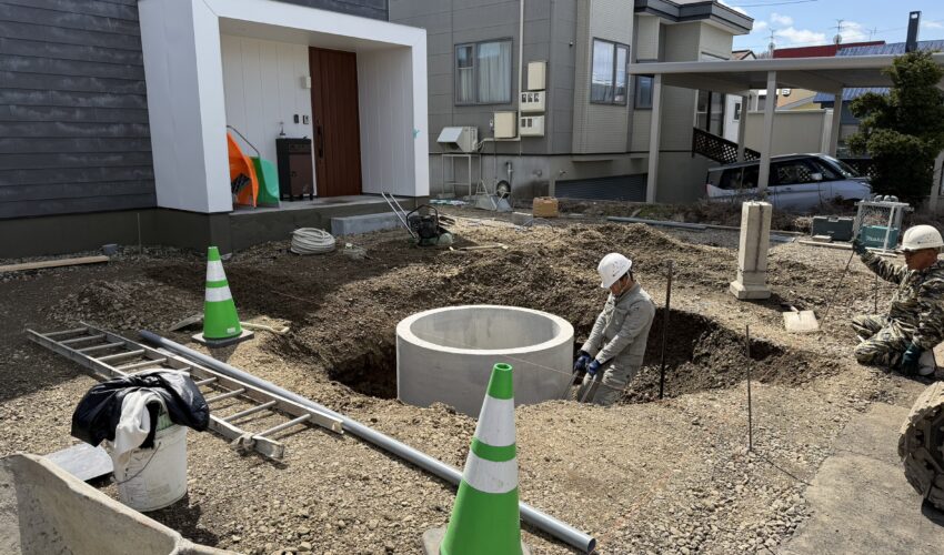 融雪槽工事中の写真