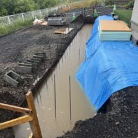 水浸しになった現場