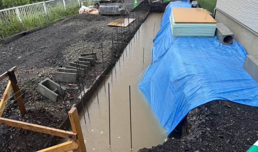 水浸しになった現場